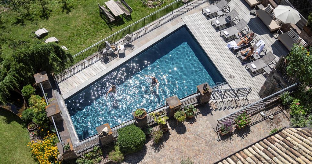 Our outdoor pool seen from above