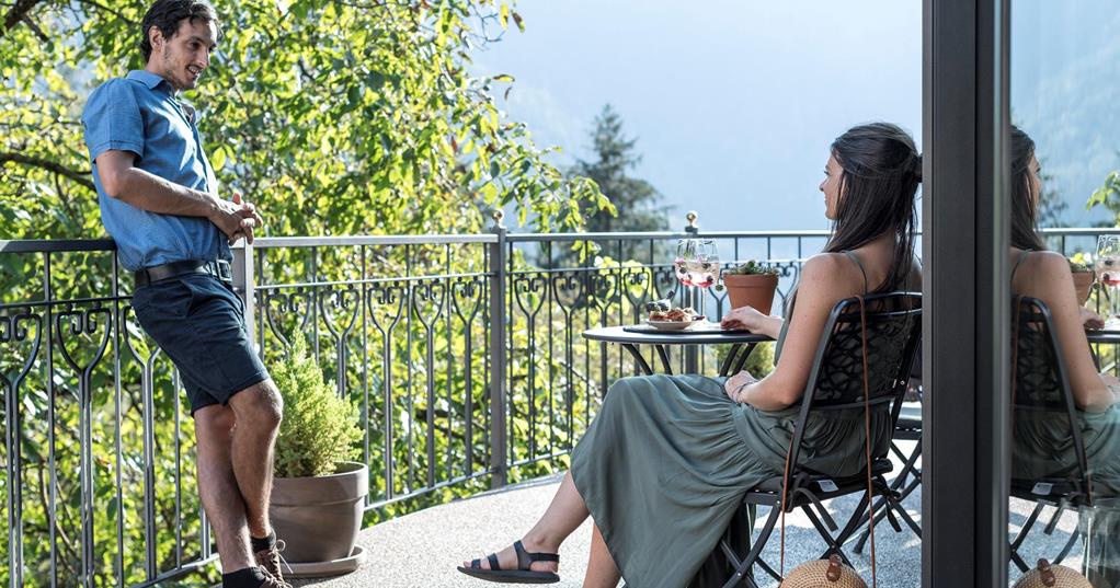 Guests enjoy the terrace