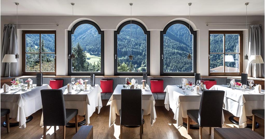 Our dining room with mountain view | Hotel Paradies