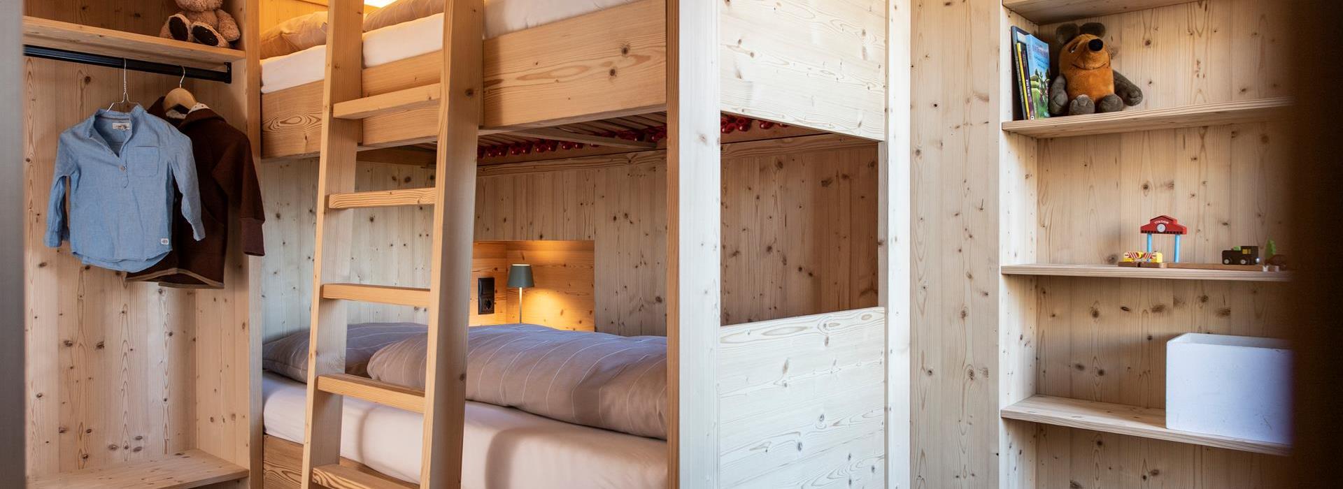 Zweites Schlafzimmer mit Stockbett Studio Alpin