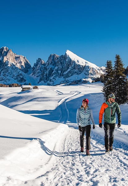 Coppia che fa una passeggiata invernale