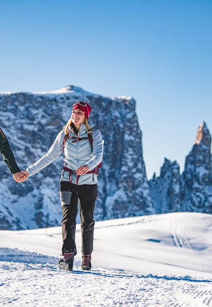 Couple winter hike